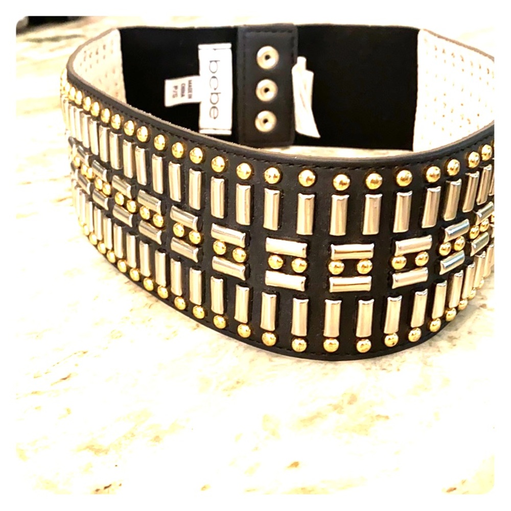 Bebe Studded Leather Belt small